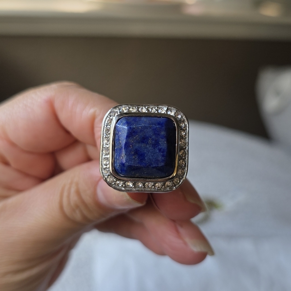 Lapis Lazuli Stainless Steel Ring Size 7 - Picture 8 of 9